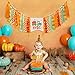 Vansolinne Little Pumpkin First Birthday Highchair Banner Decorations, Fall Harvest Birthday Highchair Banner Cake Smash Cone Hat Decorations Set for Baby Boy Girl 1st Birthday Party Supplies, 3 in 1