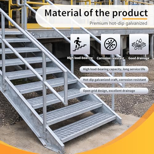 Marchepied d'escalier en acier galvanisé haute durabilité T3 robuste
