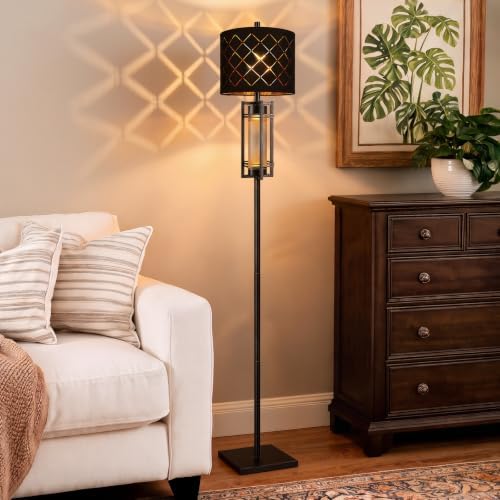 74'' Floor Lamp with nightlamp, Modern Black Tall Standing Lamp, Metal Base — view 7