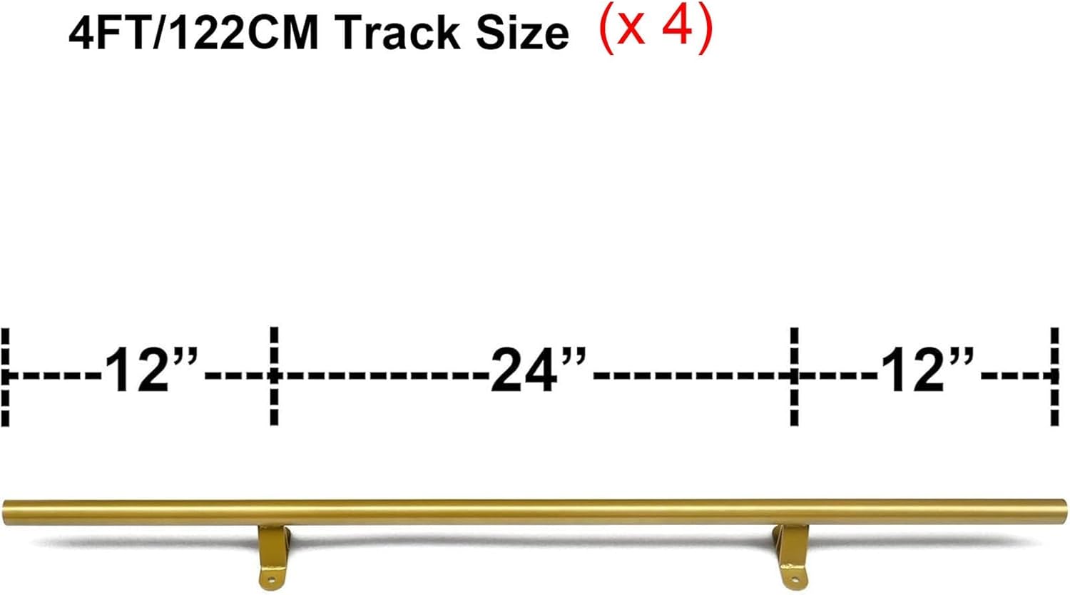 Golden Rolling Library Ladder Hardware Kit - 16ft Track Set with Floor Roller & Brake - Sliding Ladder System for Home, Indoor, Loft - Round Tube Design (No Ladder Included)