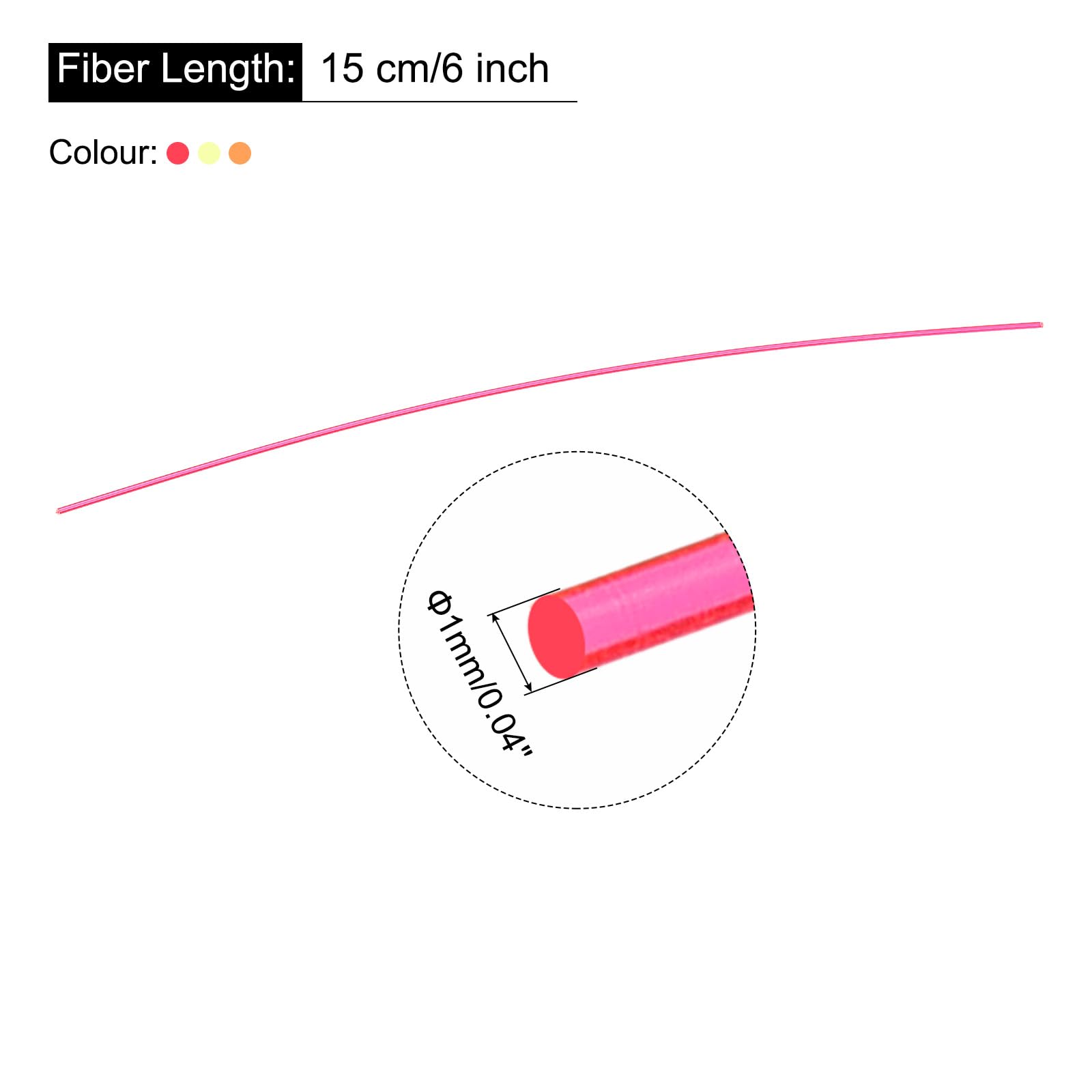 QUARKZMAN Fibre Optique Vue 1mmx15cm PMMA 6pcs Rouge Vert Orange DIY Art