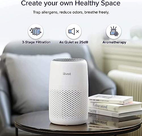 LEVOIT Air Purifier for Bedroom Home, Ultra Quiet HEPA Filter Cleaner with Fragrance Sponge & 3 Speed for Better Sleep, Allergies, Dust, Pet Dander, Odour, Smoke, Office, Desktop, Core Mini - Image 4