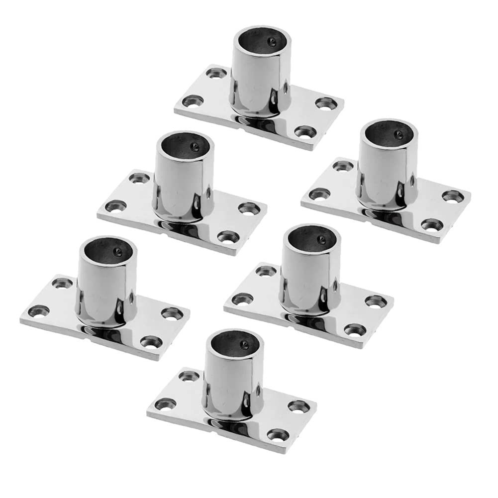 Confezione da 6-316 in acciaio inox 90 gradi ponte barca corrimano raccordo base rettangolare per tubi da 2,5 cm