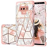 Samsung Note 9 Case, Galaxy Note 9 Case, Fingic Rose Gold Marble Design Shiny Glitter Bumper Hybrid Hard PC Soft Rubber Anti-Scratch Shockproof Protective Case Cover for Samsung Galaxy Note 9 2018