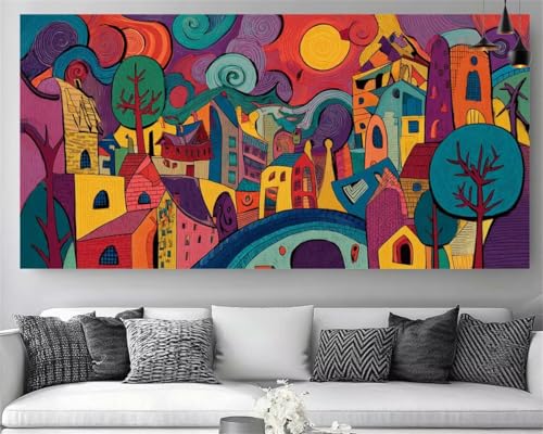 DIY peinture diamant ville 5D pour décorer le salon grand tableau strass broderie adulte 60x120cm