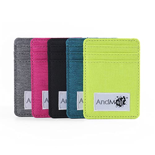 AndMart®️ Portafoglio Slim Uomo Donna Porta Carte di Credito RFID Porta Tessere e Documenti Schermato Portamonete Piccolo Wallet Sottile Banconote Borsello Bancomat in Tela Colorato ed Elegante