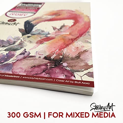 Image of MESSKETEERS Professional Artist Sketchbook Pad - 10 Sheets / 20 Pages - 300 GSM Semi-Textured Fine Art Paper with Butter Paper Separators, Easy Tear Gum Pad Binding - Ideal for Acrylics and Inks