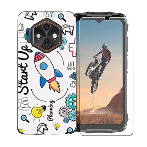 �pGYDQQKJ�P�[�X Ulefone Rugking 4 Pro + �����K���X�X�N���[���ی�t�B���� �A���ȃ\�t�g�V���R���P�[�X�ی�TPU�J�o�[�̃P�[�X�J�o�[ �p�� (6.65") - LLM36