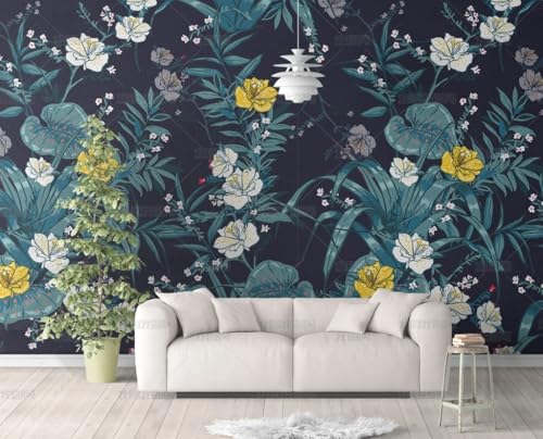 Papier peint autocollant fleurs noires adhésif pour meuble vinyle