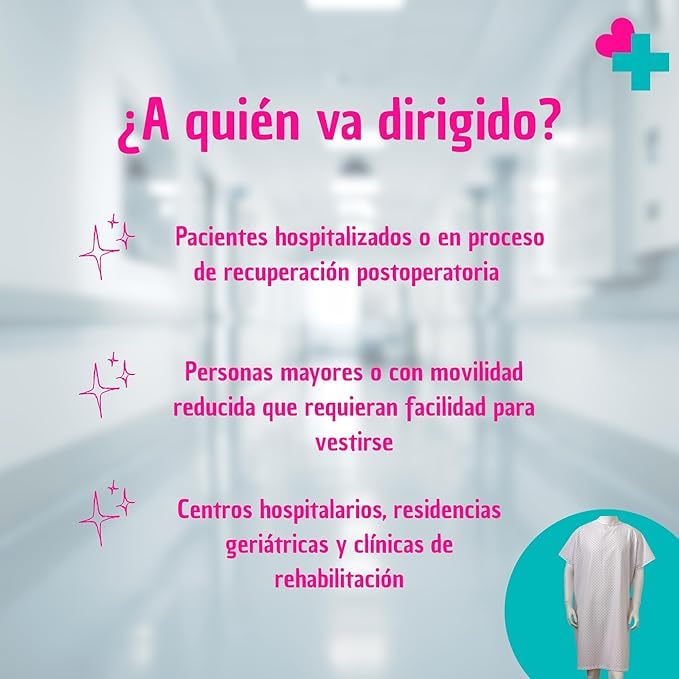 Camison con Cierre Trasero. Pijama Sanitario Mujer y Hombre para Pacientes, Clínicas y Residencias. Camisón Hospitalario Talla Única. Batas Hombre Manga Corta Facilita la Movilidad y Respiración.