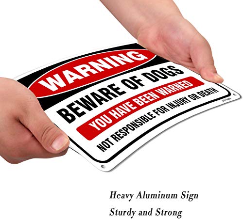 4-Pack Beware of Dog Sign 10x7 inches Rust Free .040 Aluminum, UV Printed- Professional Graphics-Metal Reflective- Easy to Mount- Indoor Or Outdoor Use by JW Signs - Image 3