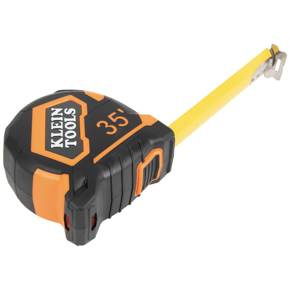 Klein Tools Mètre à ruban 9135, ruban à mesurer robuste avec lame renforcée en nylon à crochet unique de 10,9 m, avec clip de ceinture en métal