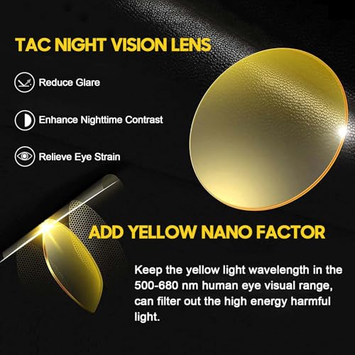 TJUTR Night Vision Driving Glasses Fit Over Glasses for Men Women, Anti Glare Polarized Yellow Lenses for Nighttime TN25114