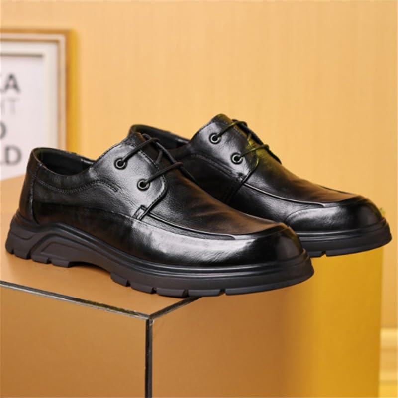 Middle Aged Men's Leather Shoes Thick Soles Business Casual Anti-Slip Wear-Resistant Men Lace Up Comfortable Rubber Soft Sole Shoes3