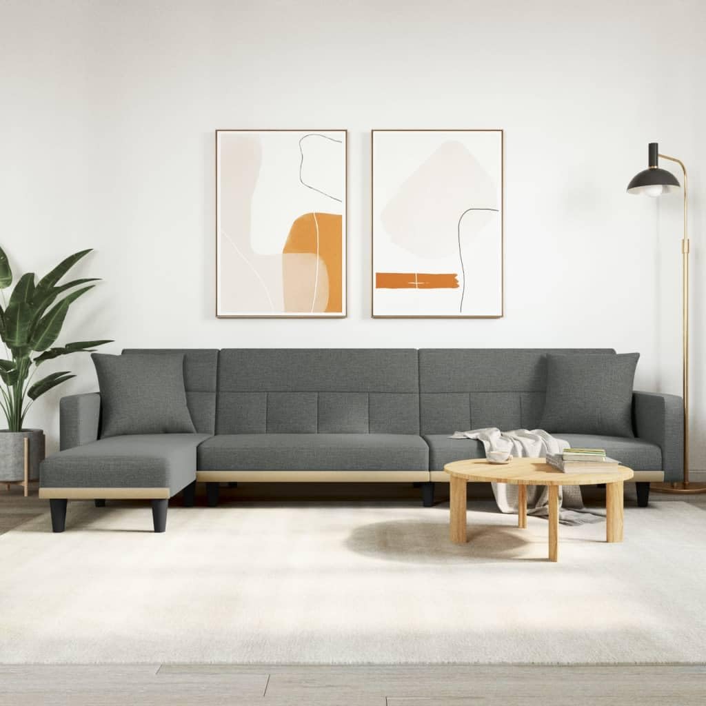 Sofa Chaise Longue,sofás,Sofa Salon,Sillon Cama 2 plazas,Sofá Cama en Forma de L Tela Gris Oscuro 275x140x70 cmAdecuado para salón, Dormitorio