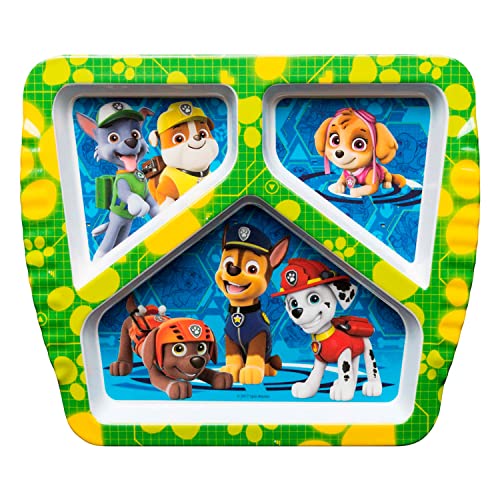 Zak Designs PWPB-2071 Paw Patrol Dinnerware Set Includes Melamine 3-Section Divided Plate And Utensil Made Of Durable Material And Perfect For Kids, 3 Piece Set, Paw Patrol Boys 3Pc thumb #1