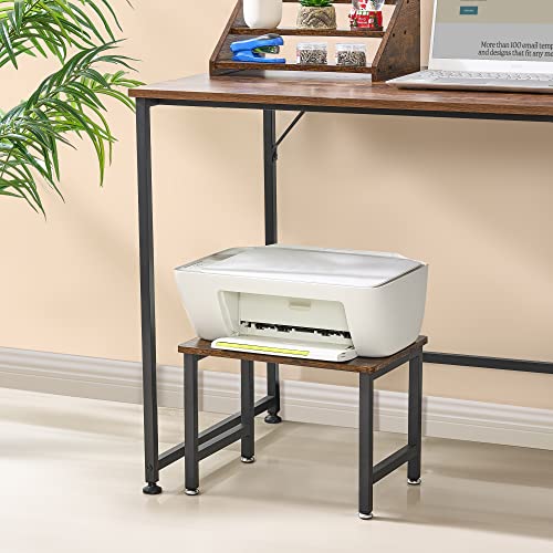 HOMCENES Vintage Printer Stand, Industrial Printer Table Rack, Desktop Mobile Printer Cart, Storage Rack Under Desk, Sturdy Little Printer Desk, File Rack, for Printer, Scanner, Fax, Home Office