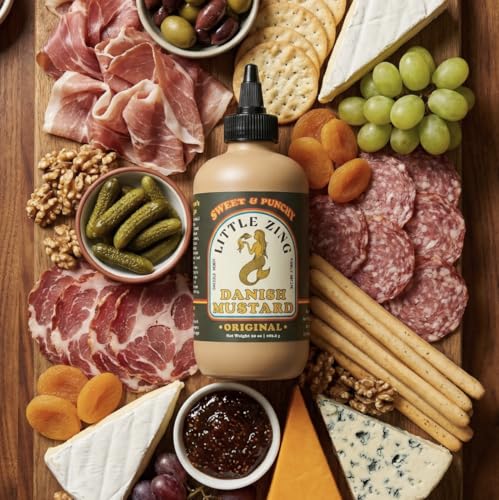 Image of Little Zing Danish Mustard - Sweet & Punchy Gourmet Mustard Sauce with Horseradish Kick - All-Natural, No Oils, Fillers, or Preservatives - Bold & Versatile Sauce for Sandwiches, Meats, Dressings & Dips - 10 oz Bottle