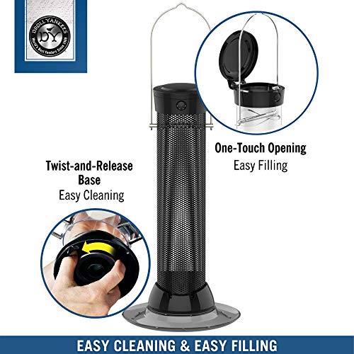 Droll Yankees Onyx Clever Clean And Fill Finch Magnet Bird Feeder, 12-Inch, Black #TOP2