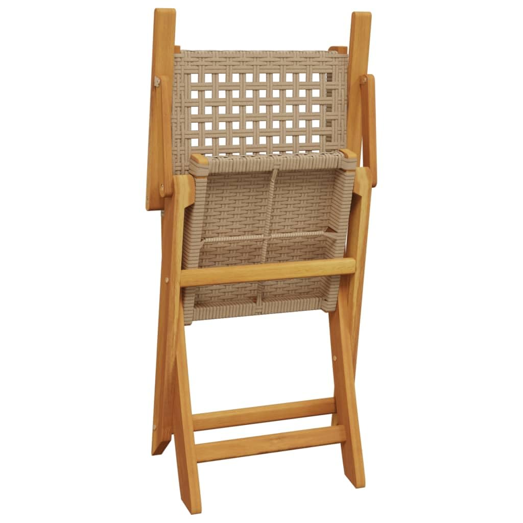 Set da 3 pezzi da bistrot beige in polyrattan e legno masselloOutdoor Outdoor Set