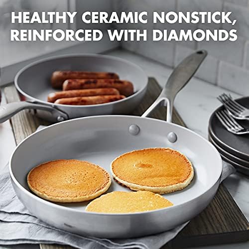 GreenPan Venice Pro Tri-Ply Stainless Steel Ceramic Non-Stick Cookware Pots and Pans Set, 10-Piece, PFAS Free, Induction, Oven Safe, Silver