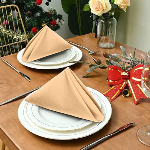 Ruvanti Cloth Napkins Set Of 12, 18X18 Inches Napkins Cloth Washable, Soft, Durable, Absorbent, Cotton Blend. Table Dinner Napkins Cloth For Hotel, Lunch, Restaurant, Wedding, Parties - Yellow Gold #TOP5