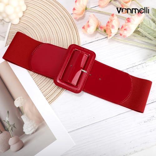 VONMELLI Stretchy Wide Women Belts Elastic Vintage Belts for Women Fashion Ladies Waist Belt for Dress3