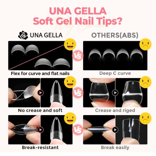Image of UNA GELLA Medium Stiletto Nail Tips 450PCS Fake Acrylic Gel Nail Tips