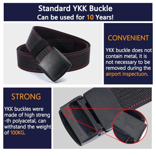 Image of LionVII Men's Nylon Belts - Breathable Webbing Canvas Belt with Plastic Buckle, Adjustable Trim to Fit 28-49 inch Waist