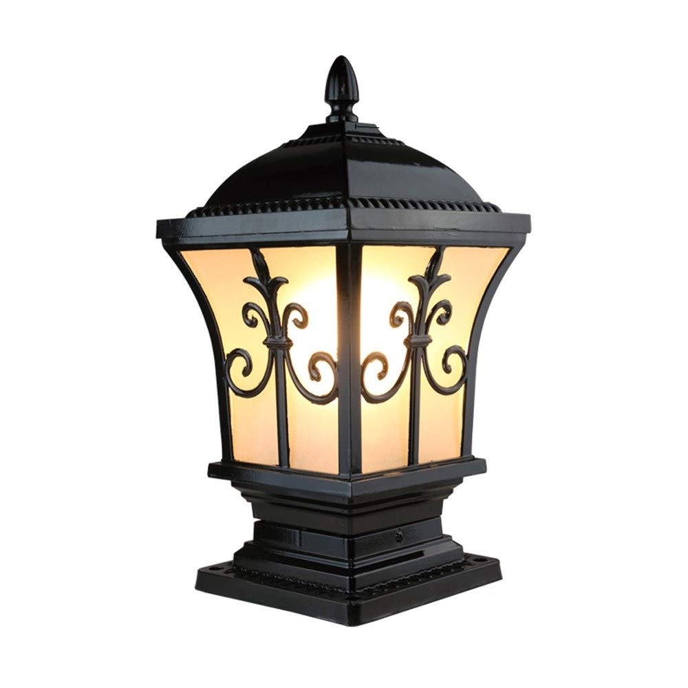 Lampy słupkowe OutdoorAmerican Vintage Aluminiowa lampa kolumnowa Klasyczne europejskie lampy ogrodowe Antyczne wodoodporne lampy trawnikowe Przemysłowe lampy,Czarny
