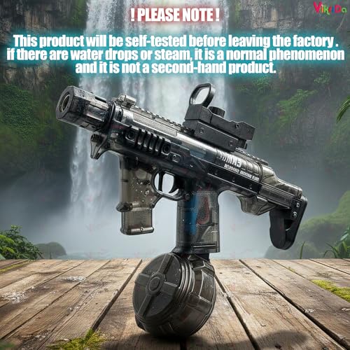 Image of VikriDA MK3 Rechargeable Electric Water Gun with LED Lights Free Extra Battery 25-32 ft Long Range Water Blaster for Kids & Adults Summer Pool Toy, Beach Water Shooter for Summer Fun