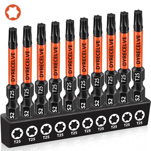 10-Pack T25 Torx Bits for Impact Driver, T-25 Torx/Star Bit Set...