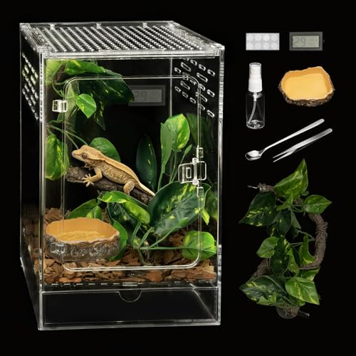 Clioran Reptile Tank,8" x 8" x 12" Crested Gecko Terrarium,PC