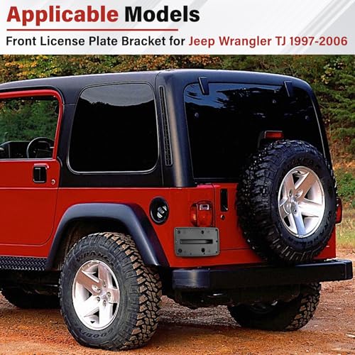 Image of License Plate Bracket Accessories for Jeep Wrangler TJ 1997 1998 1999 2001 2002 2003 2004 2005 2006, Rear Bumper License Plate Holder Replacement Frame Black Mount