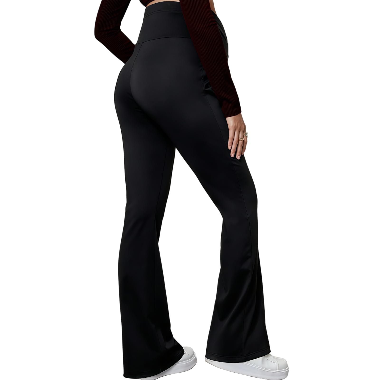 MANJIAMEI Pantalon de Grossesse Jambes Larges Femmes Taille Haute Doux et Élastique Vientre Entierement Couvert Pantalon de Sport de Grossesse Vêtements Loungewear Pantalon Évasé