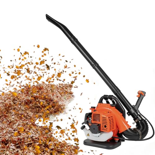 BJTDLLX Laubbläser Benzin 2-Takt Rückenlaubbläser Laubgebläse, 1250W Rückenbläser Leaf Gebläse, Gartenbläser Rucksack Laubbläser für Rasenreinigung, 7000 U/min