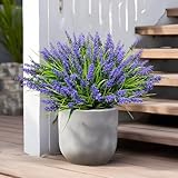 ZDFRBJGㅤㅤㅤㅤ 20 Bundles Artificial Plants Outdoor UV Resistant Fake Flowers,Alistic Faux Lavender Shrubs for Porch Garden Window Box Home Decoration Halloween and Christmas
