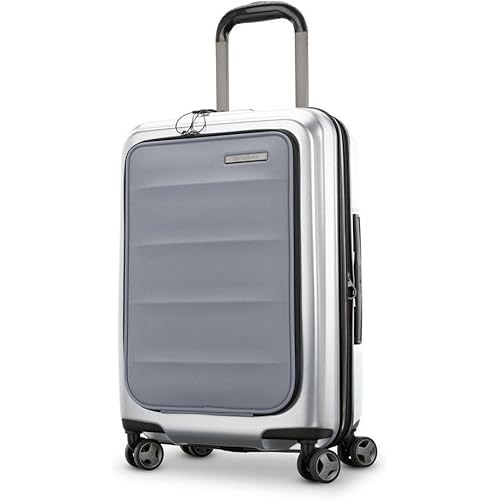 Samsonite Carry-On Pro Front Pocket Hardside Expandable 21-Inch Octiv Luggage: Durable & Impact Resistant, 360° Aero Trac Spinner Wheels, Adjustable Telescopic Handle, TSA Approved Lock - Silver