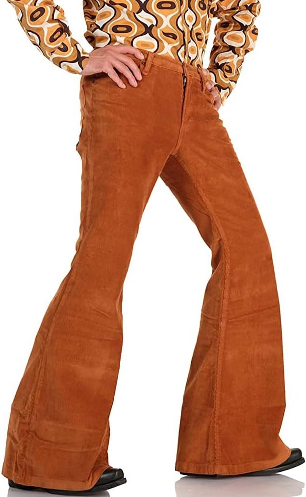 Men's Corduroy Relaxed Vintage 60s 70s Bell Bottom Pants Stretch Fit Classic Comfort Flared Flares Retro Disco Pants - Image 2