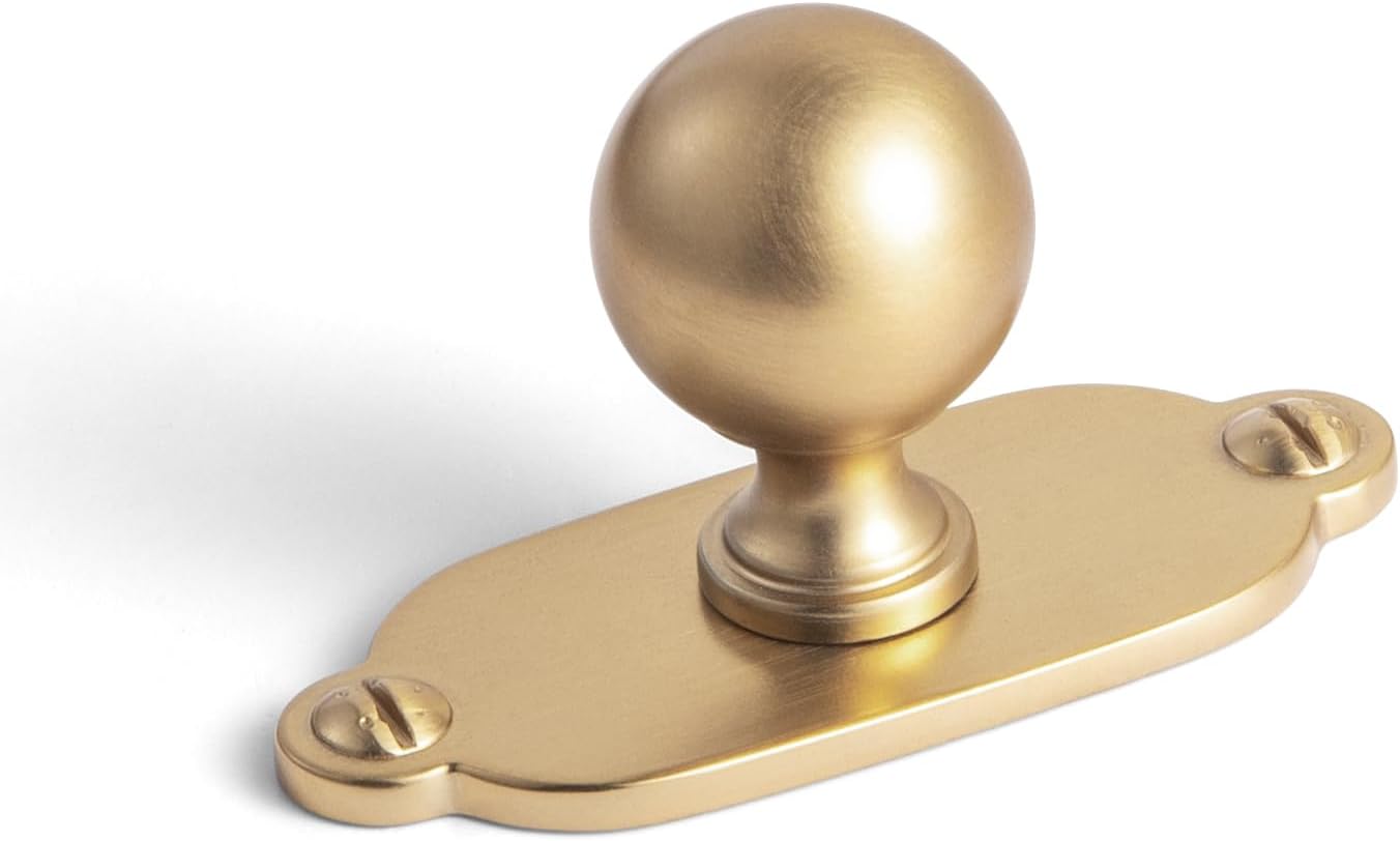 Goo-Ki 6 Pack Zinc Alloy Drawer Knobs with Screw Accents Backplate (Oval)-0.94 Inch (24mm) Dia Champagne Bronze Cabinet Knob in Modern Style