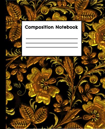 Composition Notebook: Russian Khokhloma Flowers and Leaves