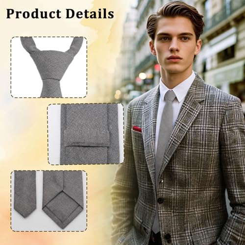 Image of Cotton 2.56'' Skinny Ties for Men, Neckties for Casual, Business | Solid color ties for men for party, daily use, dating, office