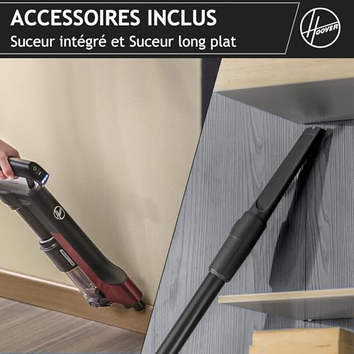 Hoover HF2 Aspirateur Balai sans Fil HF201H, Ultraléger & Puissant Turbo Mode, Technologie Ultra Compact x3, Brosse Sols durs & Parquets Anti-Twist, Eclairage LED, Autonomie 40 Min, Batterie Amovible