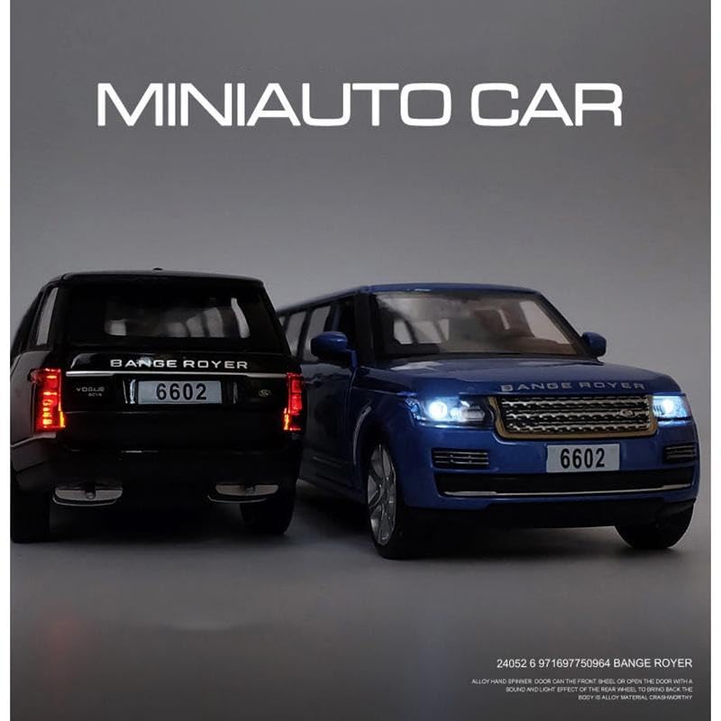 Image of FEXXA 1:32 Scale Long Range Rover Die-Cast Metal Car with Sport car Openable Doors Light and Sound,Pull Back Function Indoor Outdoor Toy for Kids (Black)