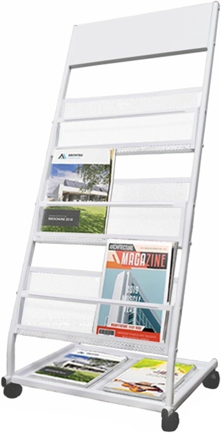 Expositor portátil con ruedas para organizar carteles y folletos en salas de espera