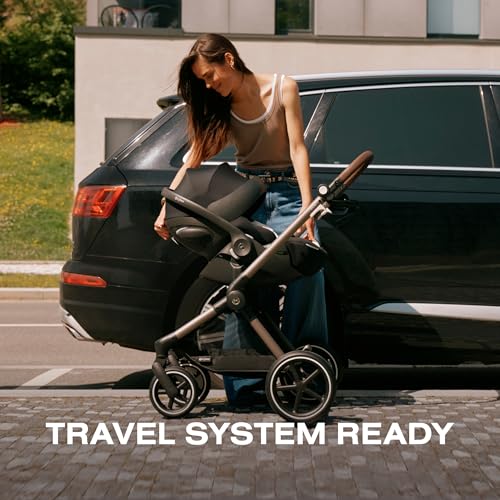 Image of Cybex EOS 2-in-1 Stroller - Bassinet Stroller Converts to Toddler Stroller with One-Hand Recline - Bassinet and Toddler Seat Included, Reversible & Travel System Ready, Moon Black