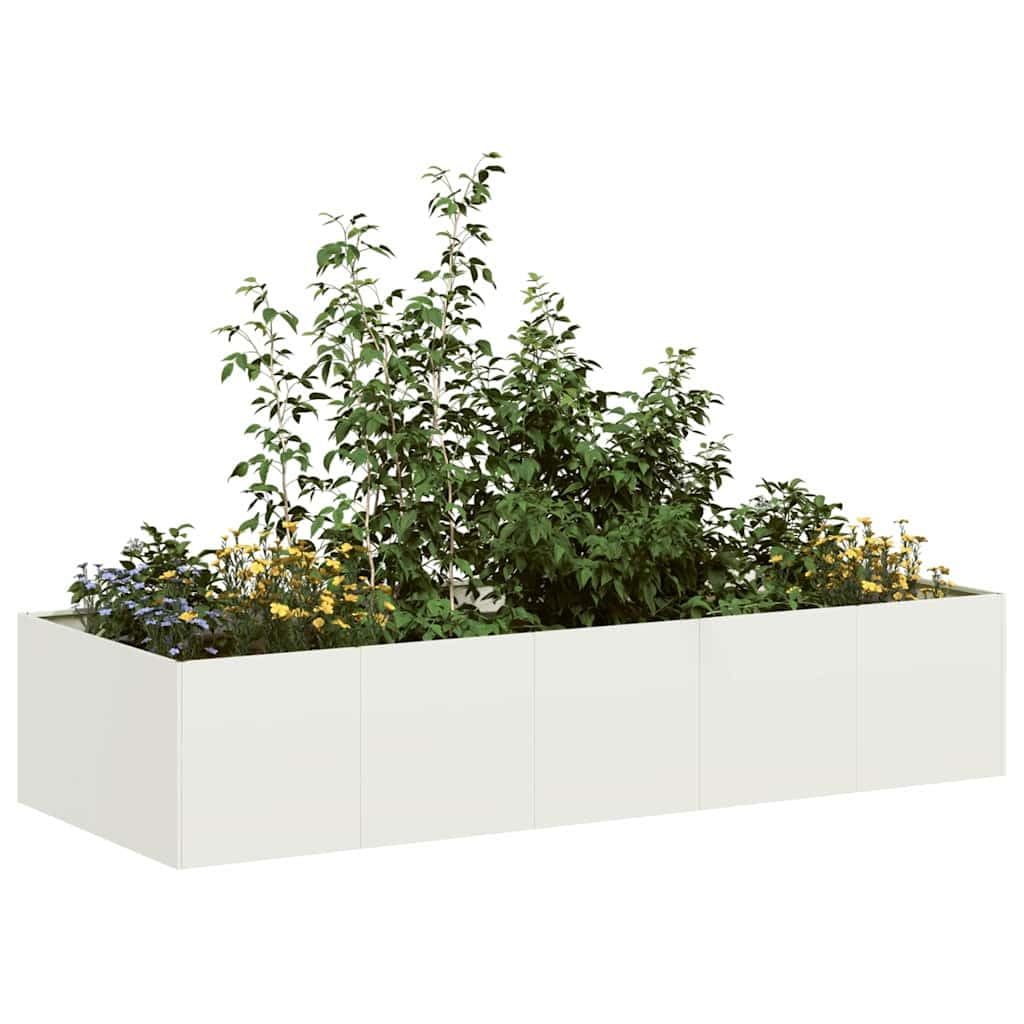 IKAYAA Raised Garden Bed Galvanised planter Bottomless Galvanised Steel Planter Box for Growing Outdoor Plants, Vegetables-white-200 x 80 x 40 cm