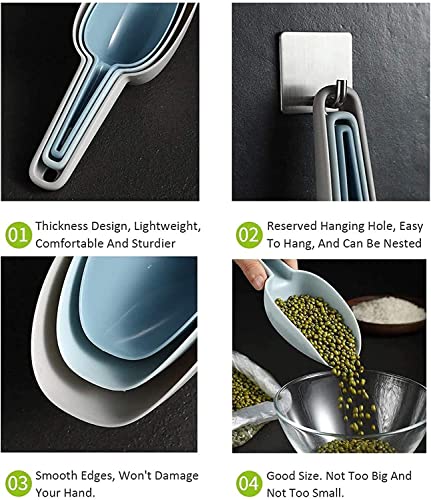 Image of Nesting 3pcs Multi-Purpose Plastic Shovel Scoop Set Measuring Scoops Kirana Shop, Grocery, Kitchen Bar, Grains, Sugar, Atta, Rice, Masala, Powder, Dry Food, Container Set Multicolour