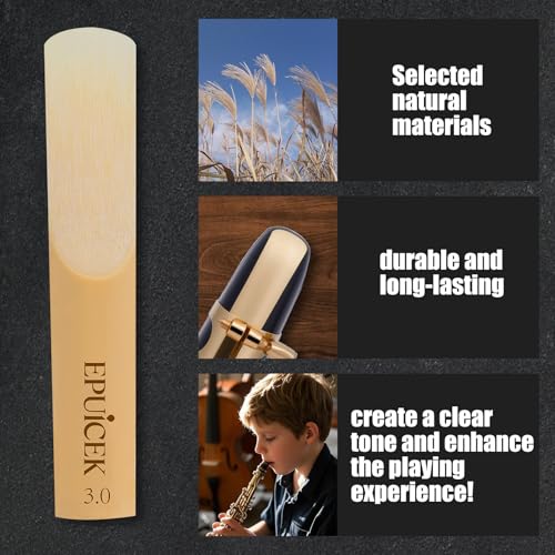 Image of Bb Clarinet Reeds, Strength 3.0 for Beginners, 10 Pack | B Flat Clarinet Reeds, Easy Respons