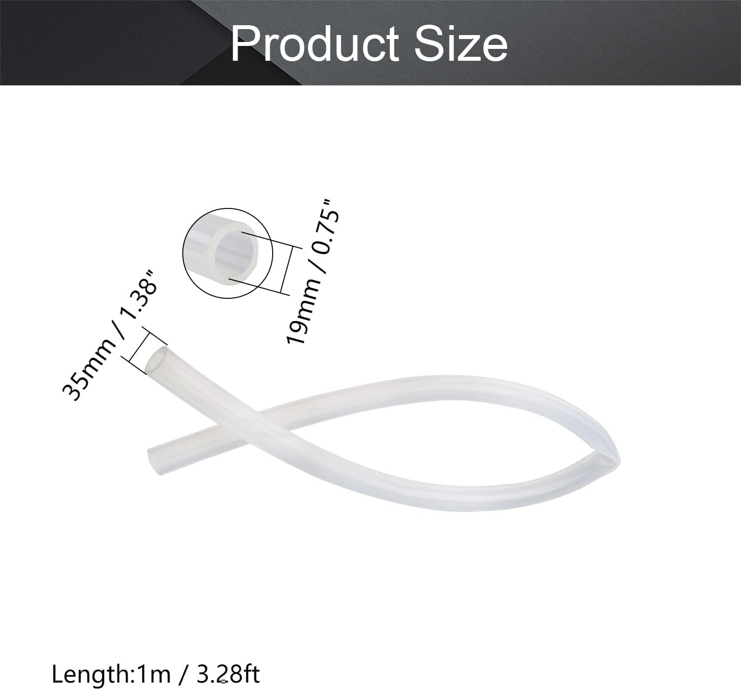 Heyiarbeit Silicone Tubing 19mm/0.74"ID x25mm/0.98"OD1m/3.28ft Flexible Silicone Rubber Tube Air Hose Pipe for Pump Transfer Clear
